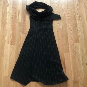 Classic black pin striped evening dress (size 38)
